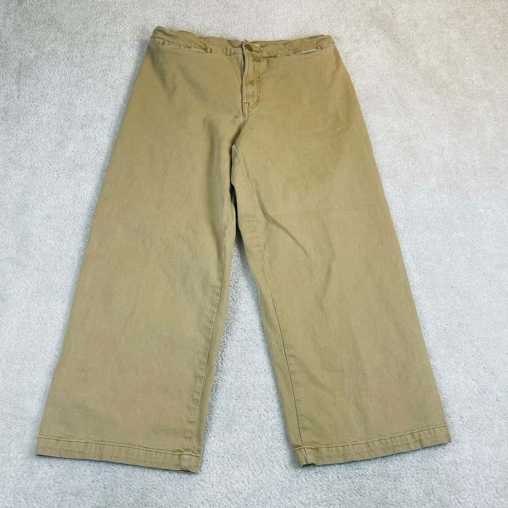 Madewell Emmett Wide Leg Crop Pants Womens 30 Petite Khaki Tan High Rise Stretch